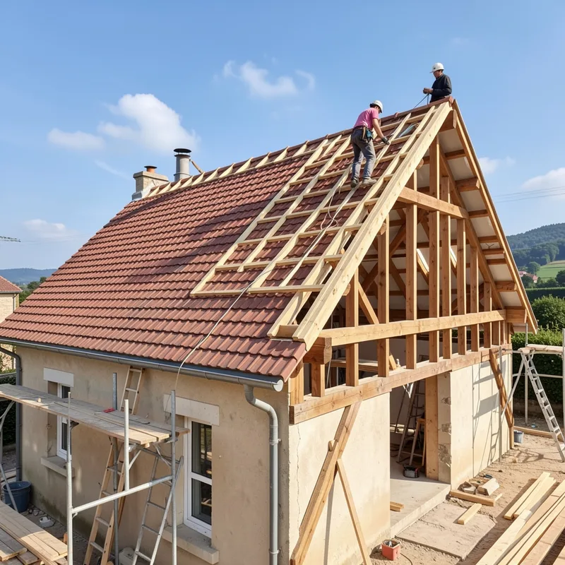 Toiture rénovée sur une maison de l&rsquo;ouest lyonnais dans le Rhône